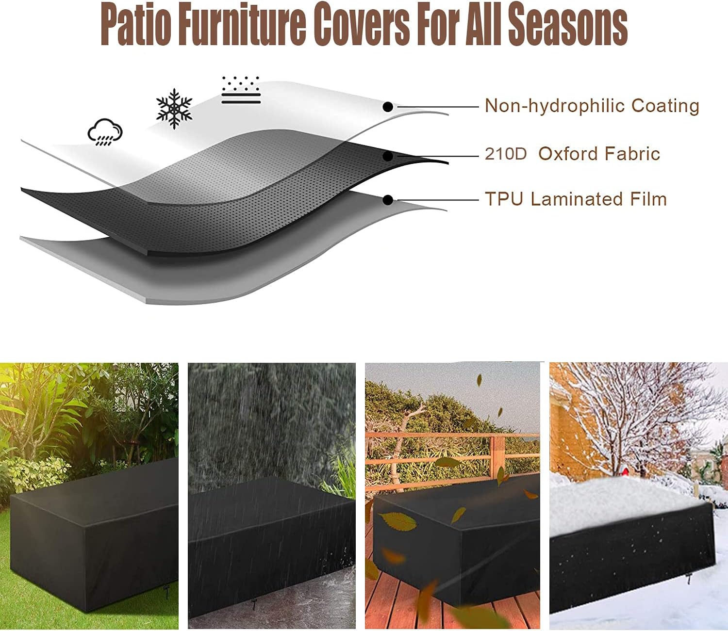 Outdoor Patio Furniture Covers Waterproof Rectangular Outdoor Cover for Outdoor Dining Table and Chairs,Waterproof,Tear-Resistant,UV Resistant 83" L x 51" W x 27" H Green