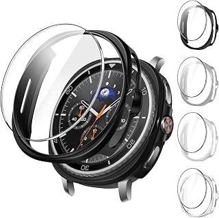 JETech Confezione da 4+4 Cover e Pellicola Protettiva per Samsung Galaxy Watch 8 Classic 46mm, Vetro Temperato Film con Custodia Paraurti Protettivo Rigida in PC (Nero/Bianco/Trasparente/Silver)