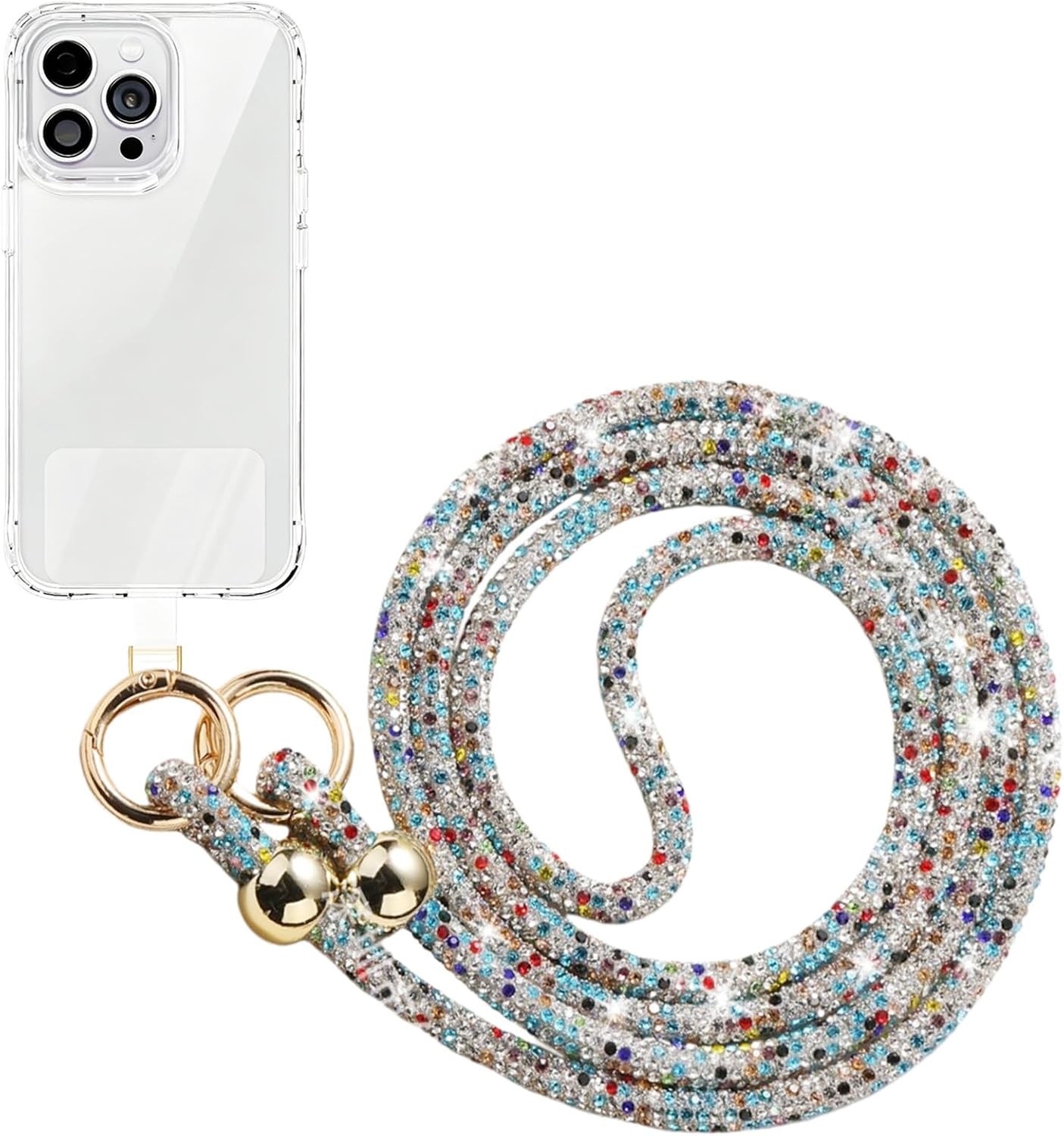 Crystal Phone Lanyard for Women Sparkling Crossbody Phone Strap with Full Rhinestone Bling Anti-Theft Phone Strap