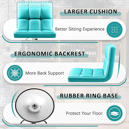 Vista 14 de Homall - Taburetes de bar de cuero sintético, con altura ajustable, giratorios, hidráulicos sin brazos, taburete de bar y cocina cuadrado de altura