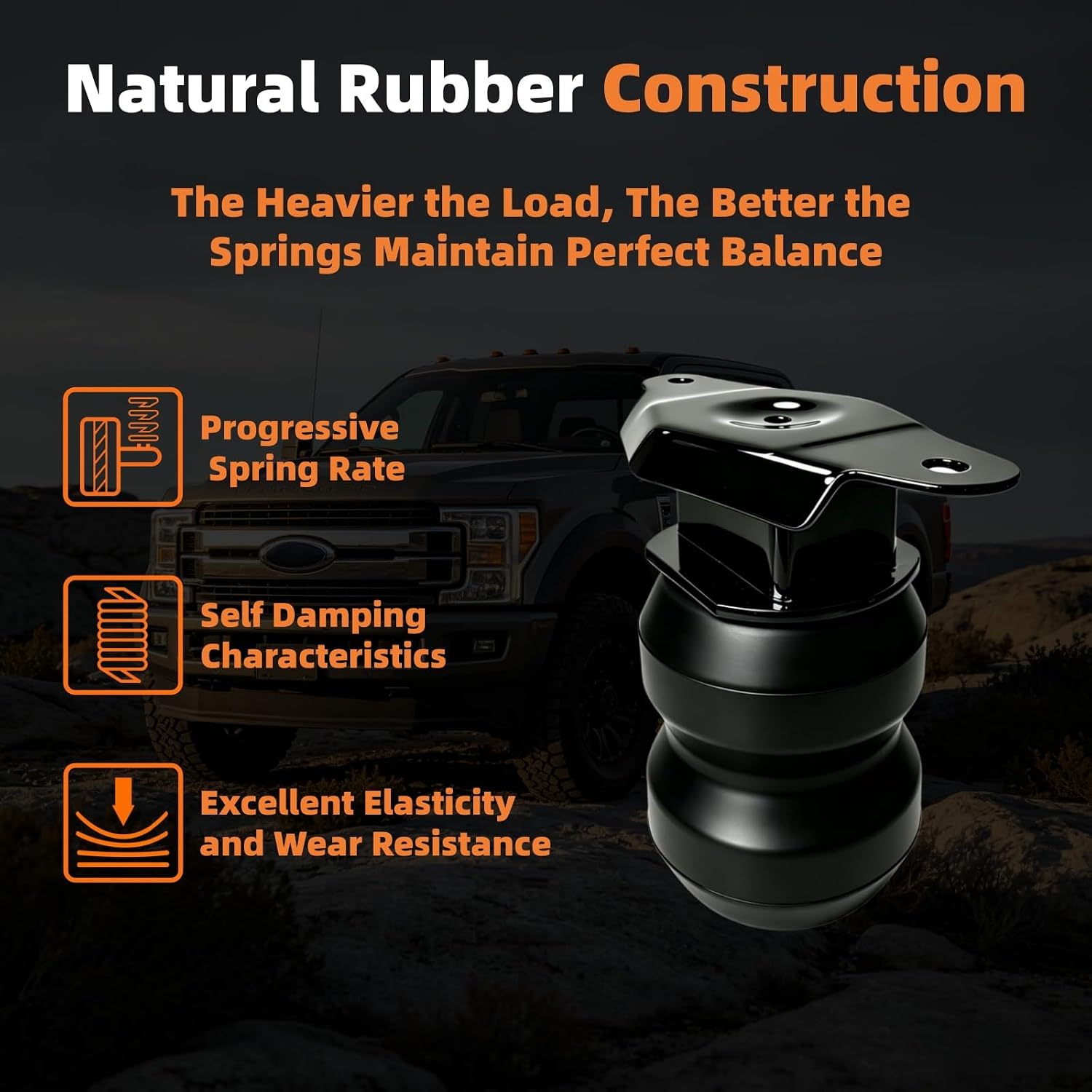 Upgraded FR250SDJ Rear Bump Stop Rubber Kit, Heavy Duty SES, Compatible with Ford F250 Super Duty 2017-2025, Replacement for Rear Suspension OEM Air Helper Springs Kit 1 Pair