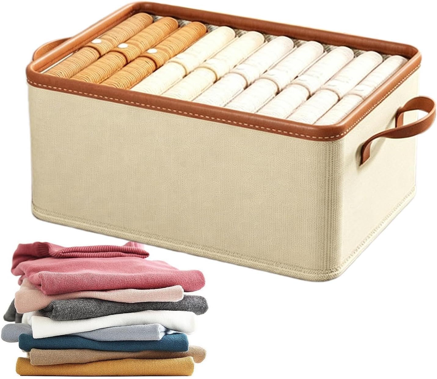 Clothes Storage Box,with Handles Washable Foldable | Clothes Organizer Containers,for Underwear Pants Books Wardrobe Bedroom Dormitory Dressing Room Laundry