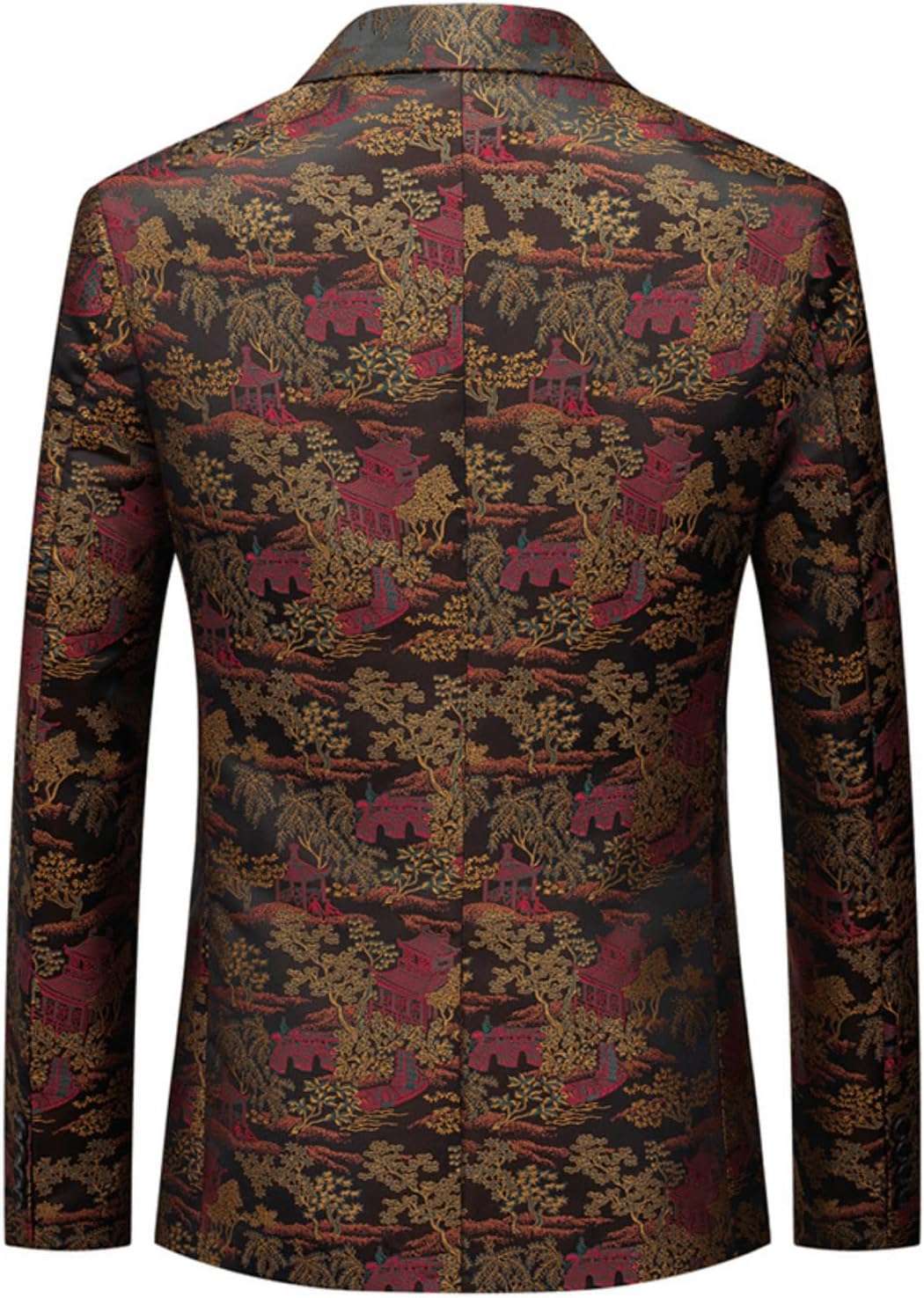 UNINUKOO Mens Floral Tuxedo Suit Jacket Casual Dress Party Flower Pattern Blazer for Men