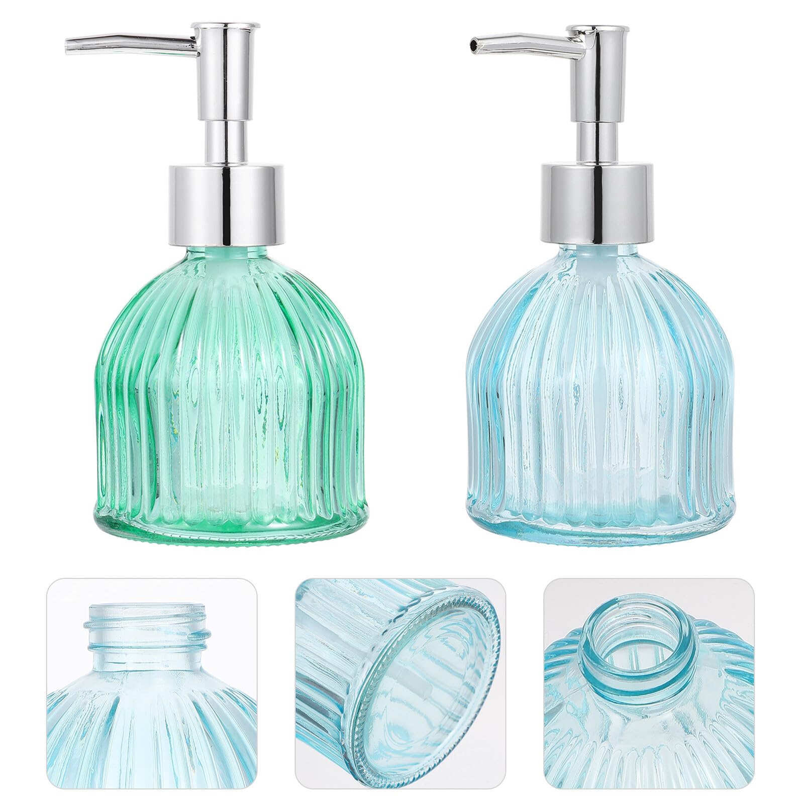 2 Stück Nachfüllbare Glas Seifenspender 200ml für Küche und Bad | Pumpe zum Leichten Dosieren, Transparentes Design, als Spenderflasche für Handwaschflüssigkeit
