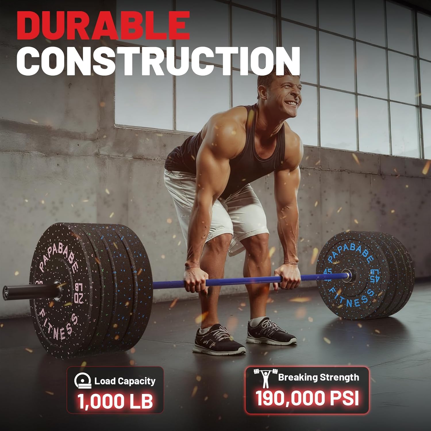 7FT Olympic Barbell 45 lb Barbell 2 INCH 1000lbs/1500lbs Capacity Olympic Bar with Moderate Knurling For Squats Curls Deadlifts