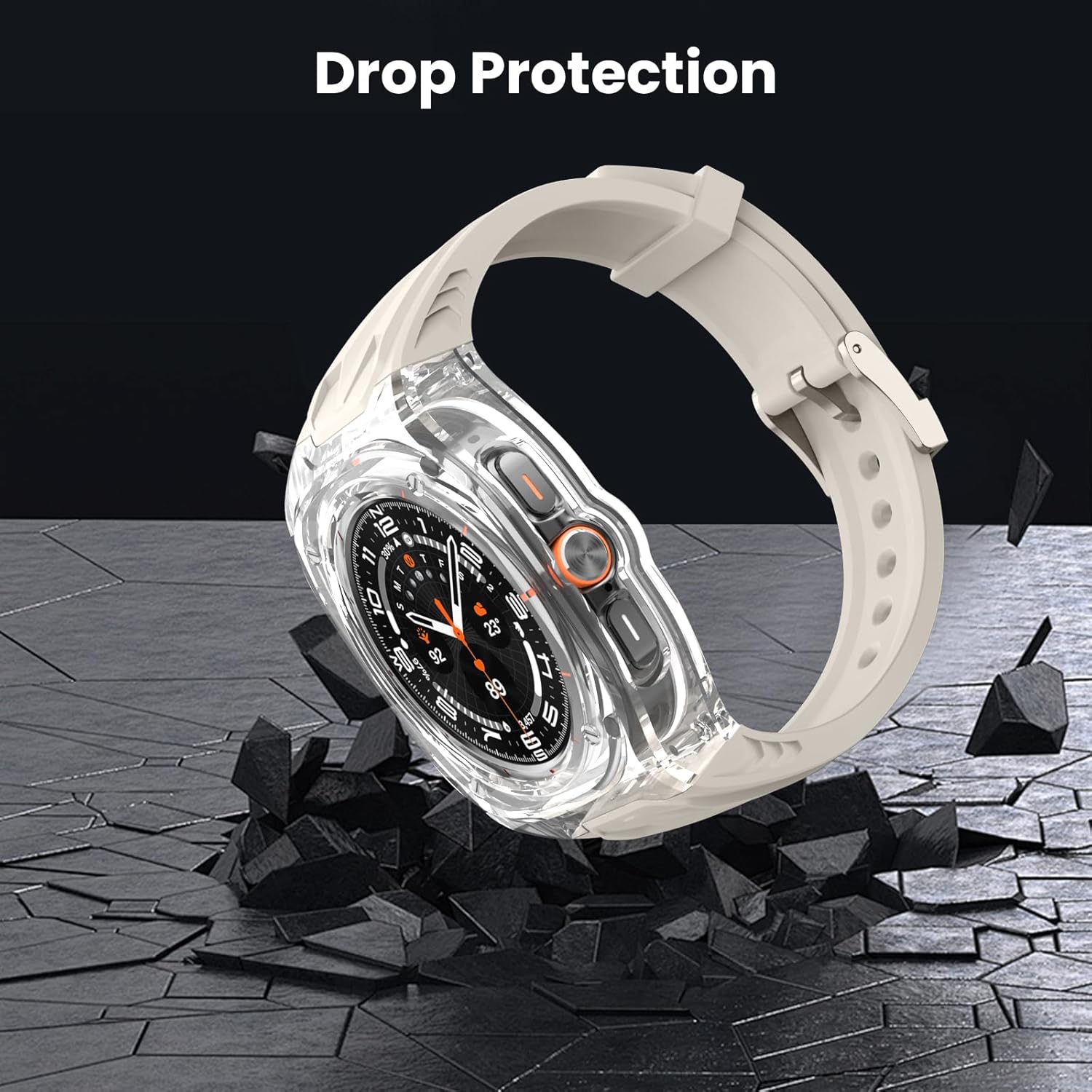 Delidigi Rugged Band and Clear Bumper Case Compatible for Samsung Galaxy Watch Ultra 47mm, Galaxy Watch Ultra Band with Protective Case Bumper Cover(Starlight)