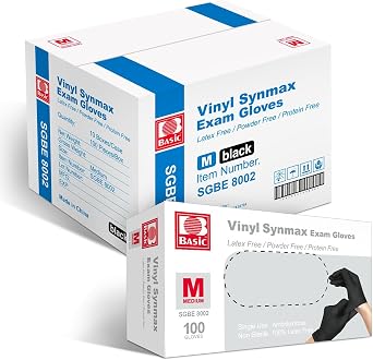 Jointown Vinyl Exam Gloves- 4 mil Safty Glove Latex-Free & Powder-Free, Case of 1000, Black,S/M/L/XL