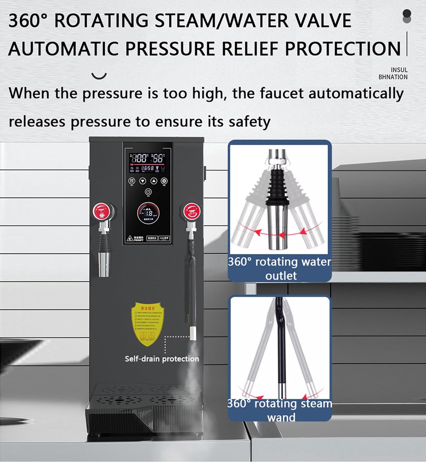 12L Commercial Milk Frother Steamer Automatic Boiling Water Machine Electric Coffee Foam Making Machine for Coffee(Black,220V)