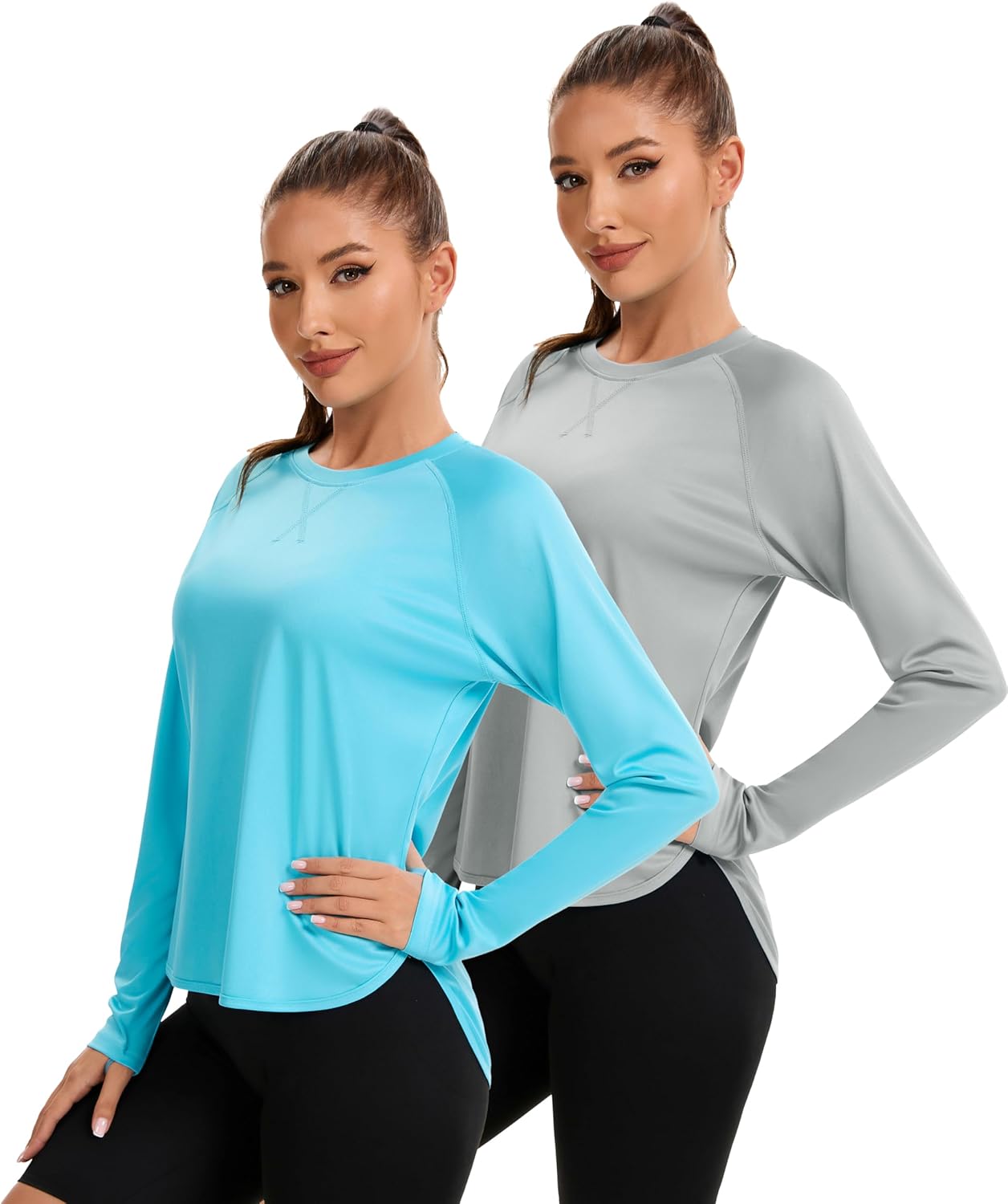 2/3 Pack Women's UPF 50+ Long Sleeve Shirts Sun Protection Lightweight Quick Dry Moisture Wicking Rash Guard Workout Shirt