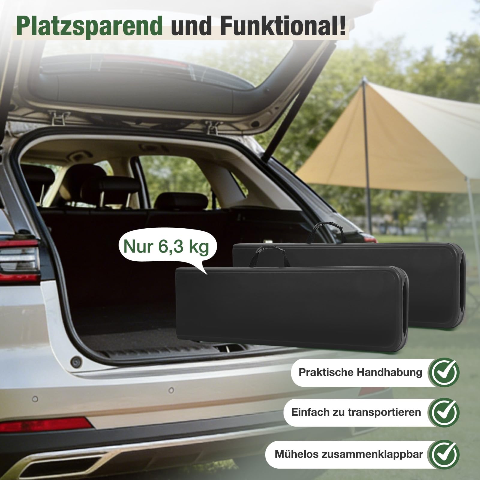 Sekey 2er Set Bierbank Klappbar Kunststoff, 8 Personen 183cm Klappbank Bierbänke Faltbar Biergarten Campingbank Bierzeltgarnitur Garten, Schwarz