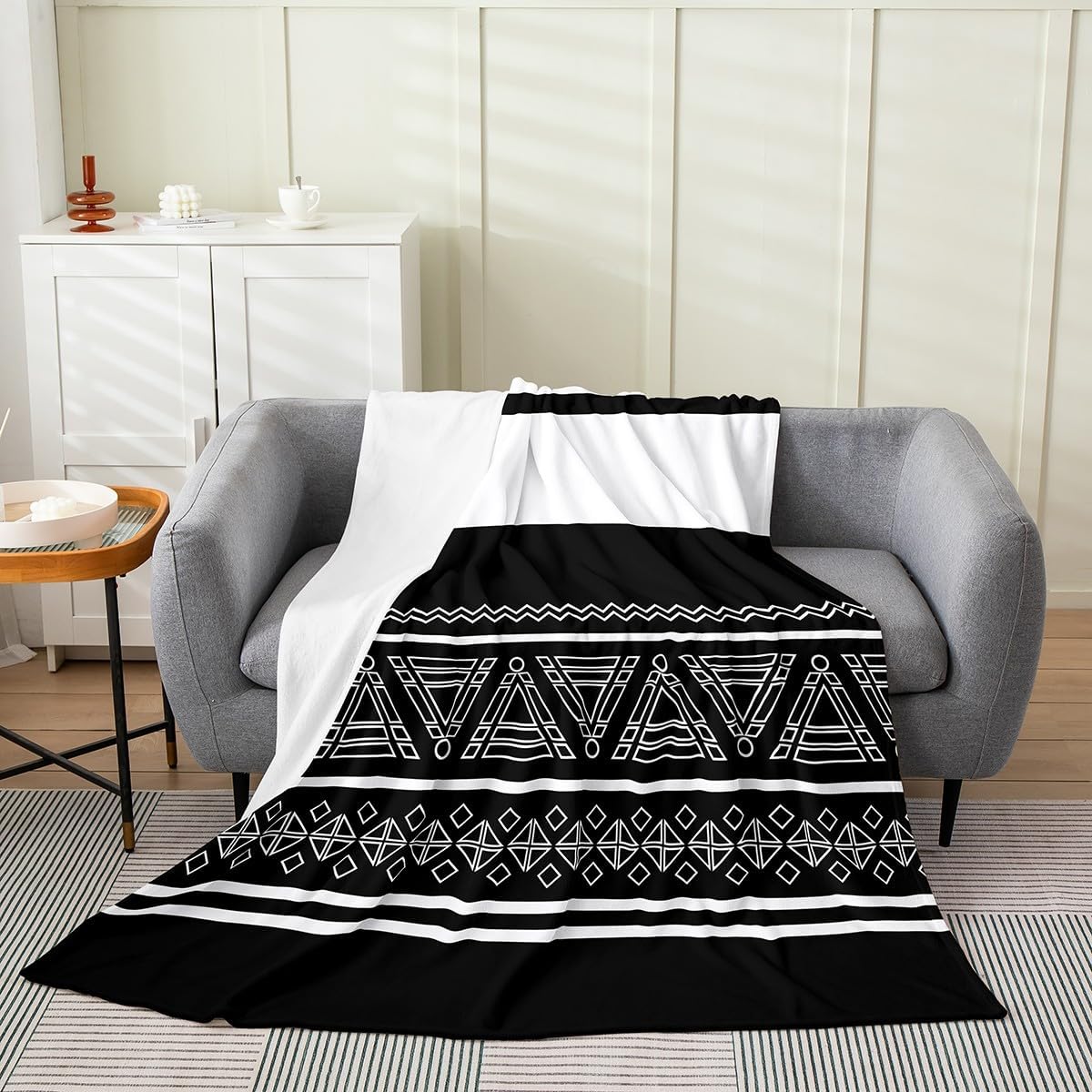 Castle Fairy Southwestern Aztec Bed Throws,Western Cowboy Tribal Throw Blanket for Kids Boys Gift,Cow Skull Cactus Geometric Beige Lightweight Blanket for Sofa,Baby Size (30 x 40 Inch)