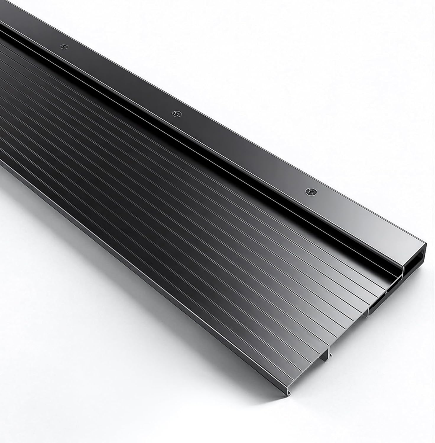 36" Black Adjustable Aluminum Door Threshold – Heavy-Duty, Fit 6-9/16‘’ Width Jambs, Adapts Seamlessly to Door Height for Residential Use