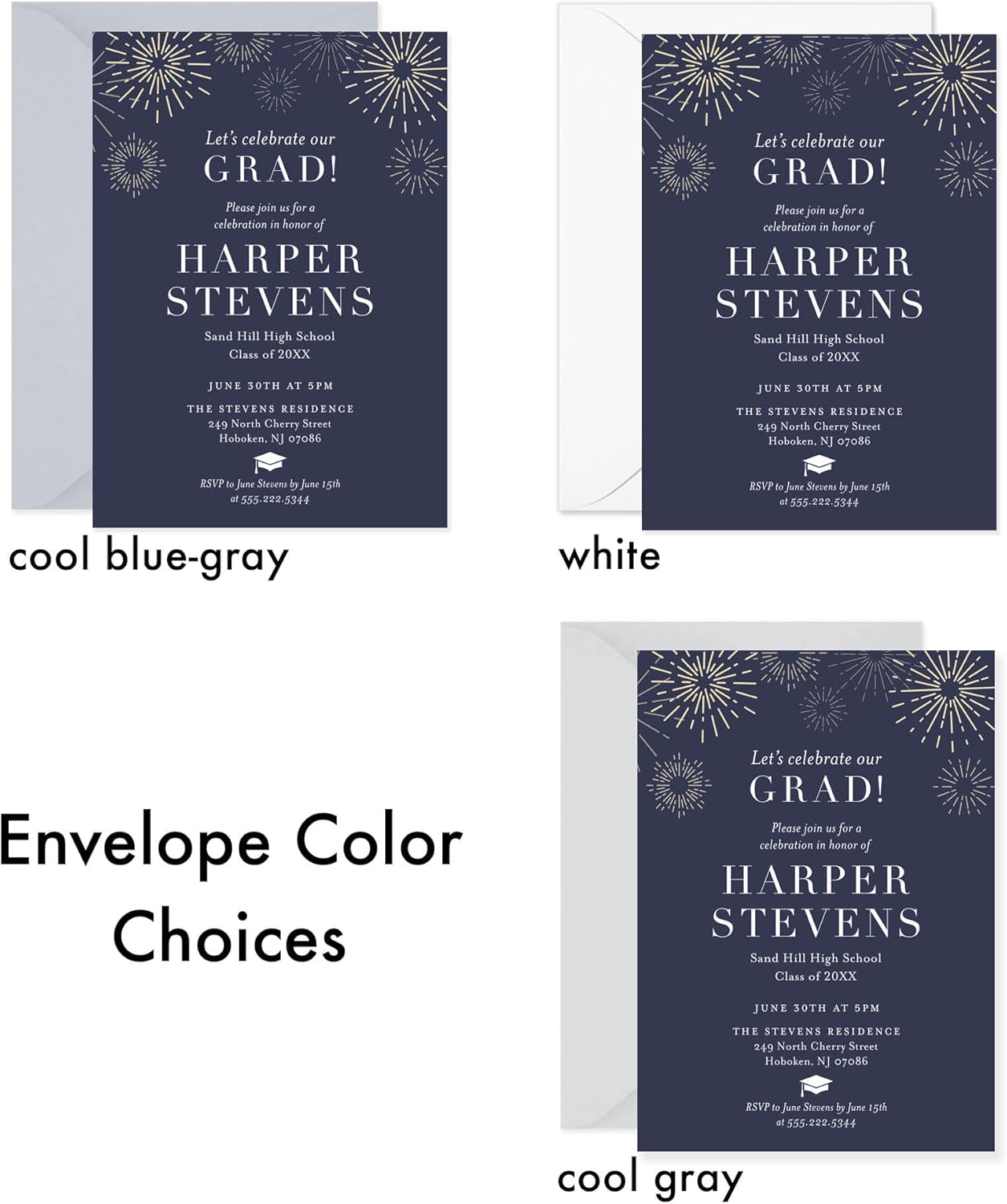 Personalized 4.25x5.5 High School Graduation Announcements with Envelopes