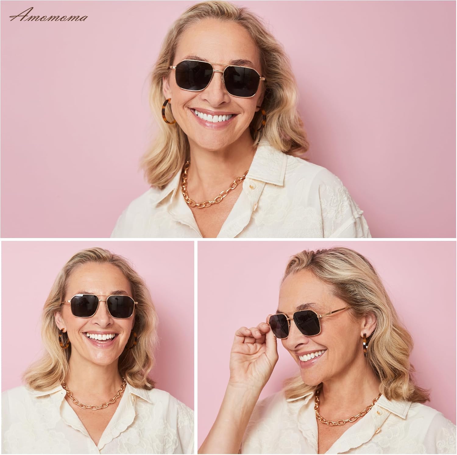 AMOMOMA Retro Oversized Square Aviator Sunglasses for Women Men, 2025 Fashion Vintage Trendy Large Aviator Sun glasses UV400 - Image 5