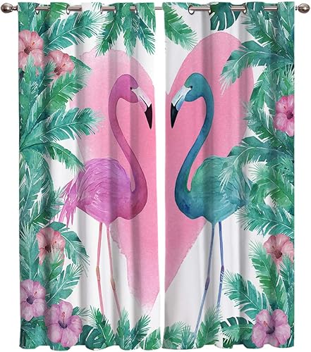 FortuneHouse Blackout Curtains Thermal Insulated Animal Solid Pattern Metal Grommet Elegant Room Drapes Window Curtain for Bedroom Living Room 52x90
