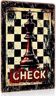 Vintage Chess King Game Room Metal Sign 8x12 Inch Check