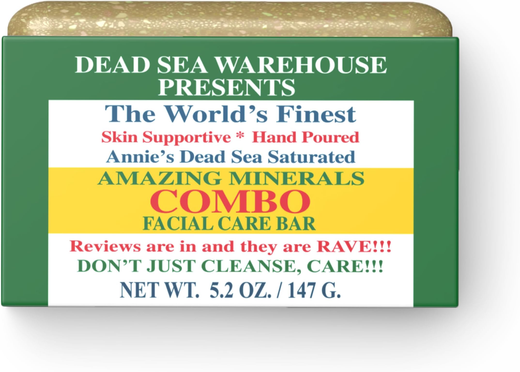 Dead Sea Warehouse - Dead Sea COMBO Facial Care Bar - Face Soap for Women and Men - Clarifying Dead Sea Mud & Salt Soap for Combination Skin, Handmade & Unscented, 5.2 oz