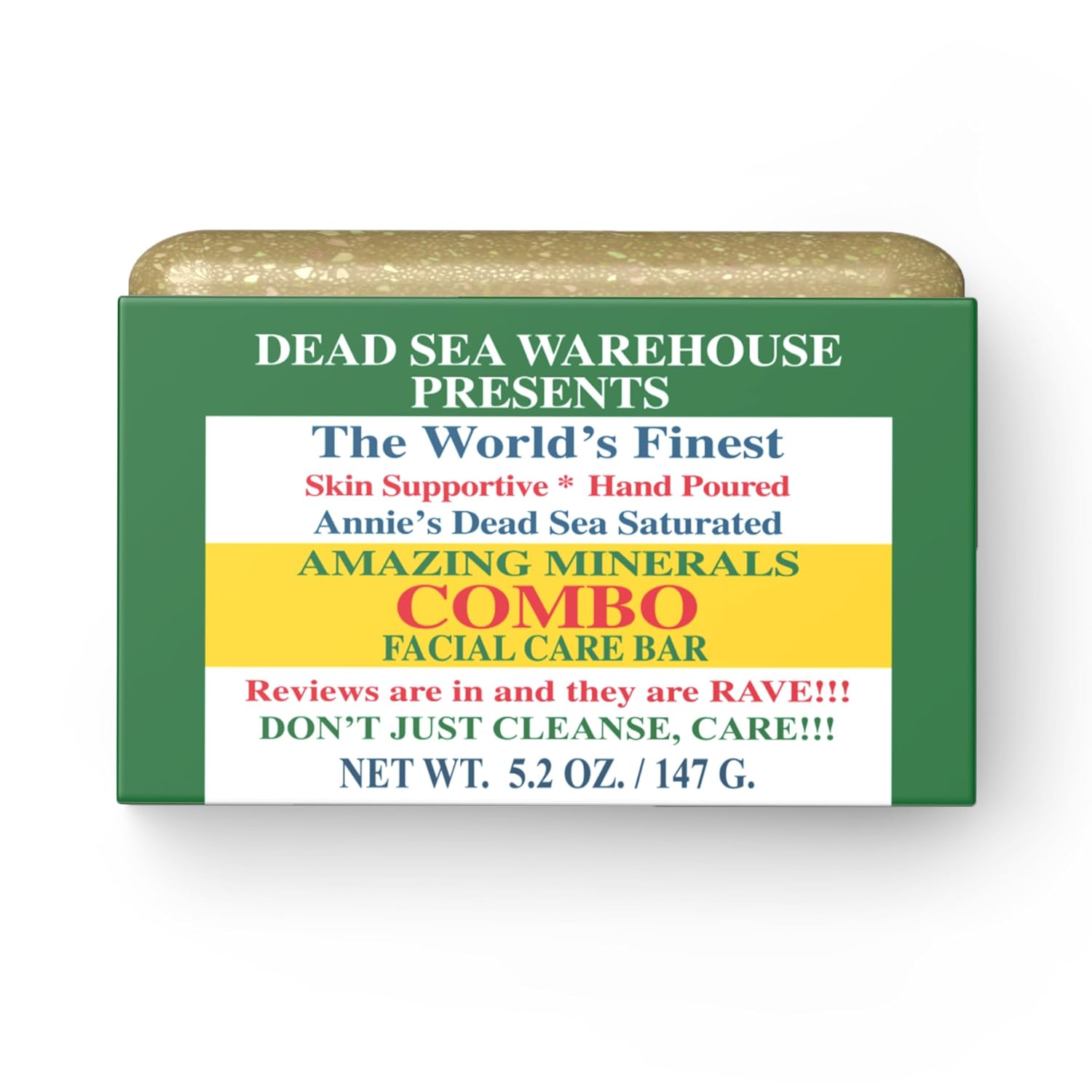 Dead Sea Warehouse - Dead Sea COMBO Facial Care Bar - Face Soap for Women and Men - Clarifying Dead Sea Mud & Salt Soap for Combination Skin, Handmade & Unscented, 3.5 oz - 4 Pack