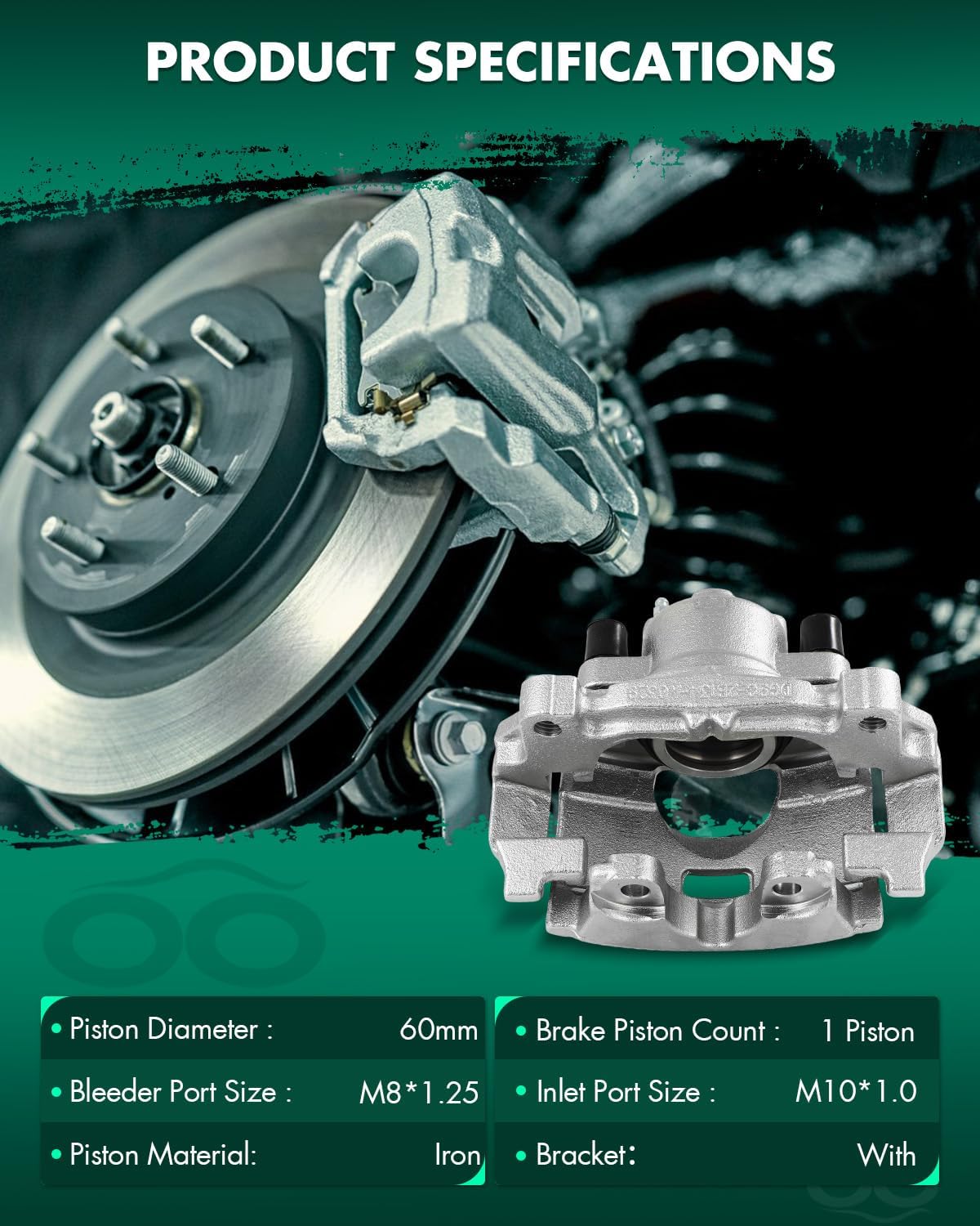 SCITOO Front Left Brake Caliper With Bracket 18B5474 Compatible For Ford For Fusion 2013-2020,For Ford For Police Responder Hybrid 2019-2020,For Lincoln For MKZ 2013-2020