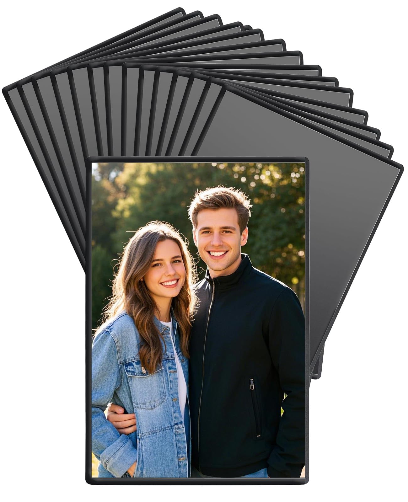 Ninnyi Black 15 Pcs Magnetic Photo Frames, 3.6 X 2.4In Fridge Magnet Photo Frames For Photos Postcard Notices