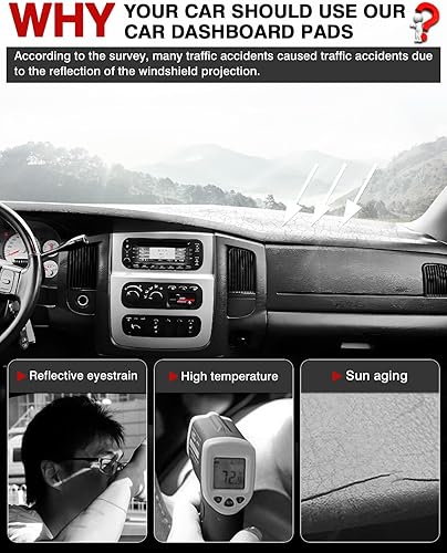 Miniatura 2 de Autorder Dashboard Cover Mat for 2002-2005 Dodge Ram 1500 & 2003-2005 2500/3500 Accessories Dash Cover Flannel Dash Mat Sunshade Glare UV Rays