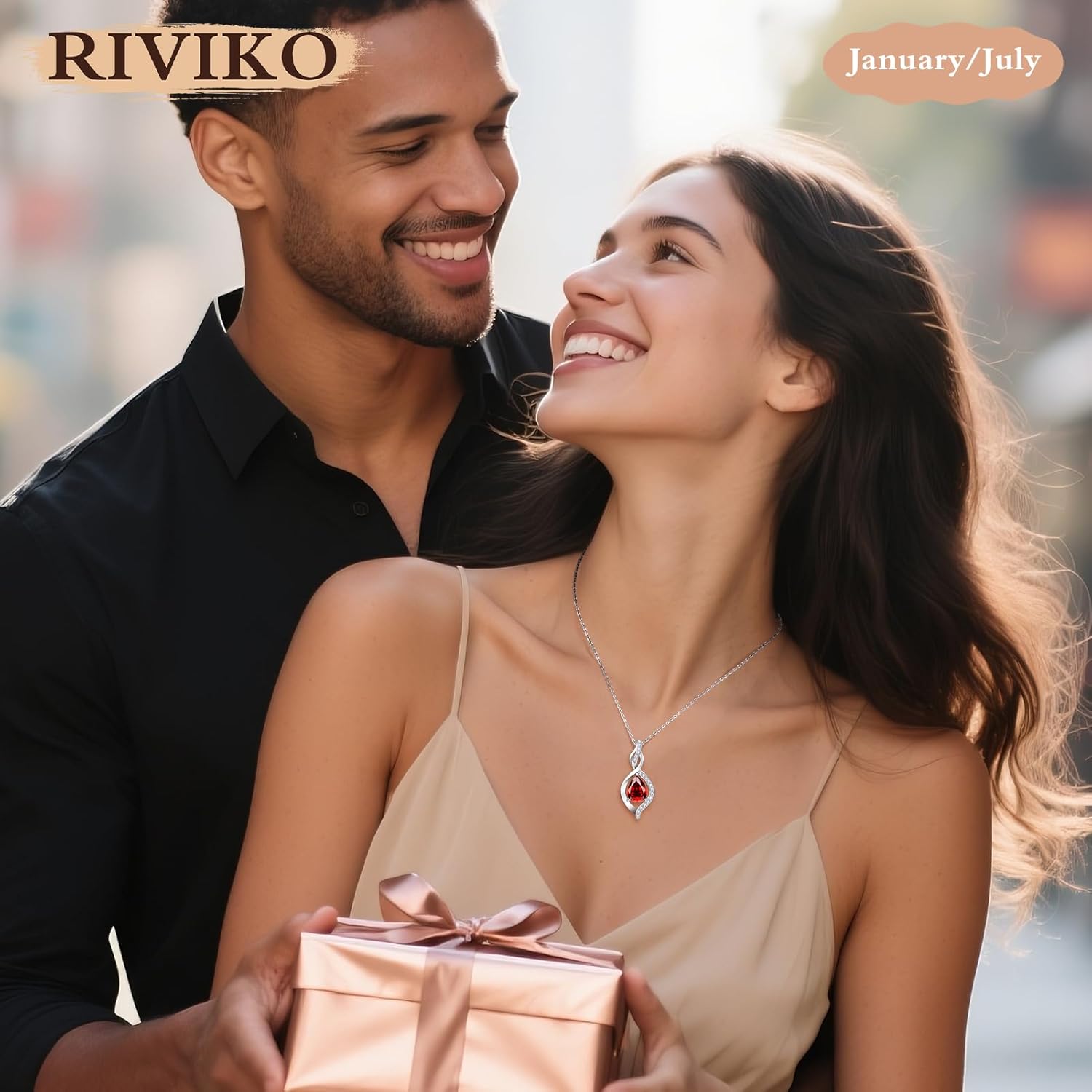 RIVIKO Valentines Day Gifts for Her-Infinity Birthstone Necklace for Women,925 Sterling Silver Teardrop Necklace, Womens Jewelry Birthday Gifts for Women Friend Her Mom Wife Lady - Image 2