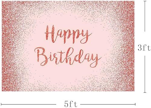 Miniatura 3 de MEHOFOND Fondo de fotos con purpurina de oro rosa y rosa, accesorios de fondo brillante para niña y mujer, pancarta de fiesta de feliz cumpleaños,