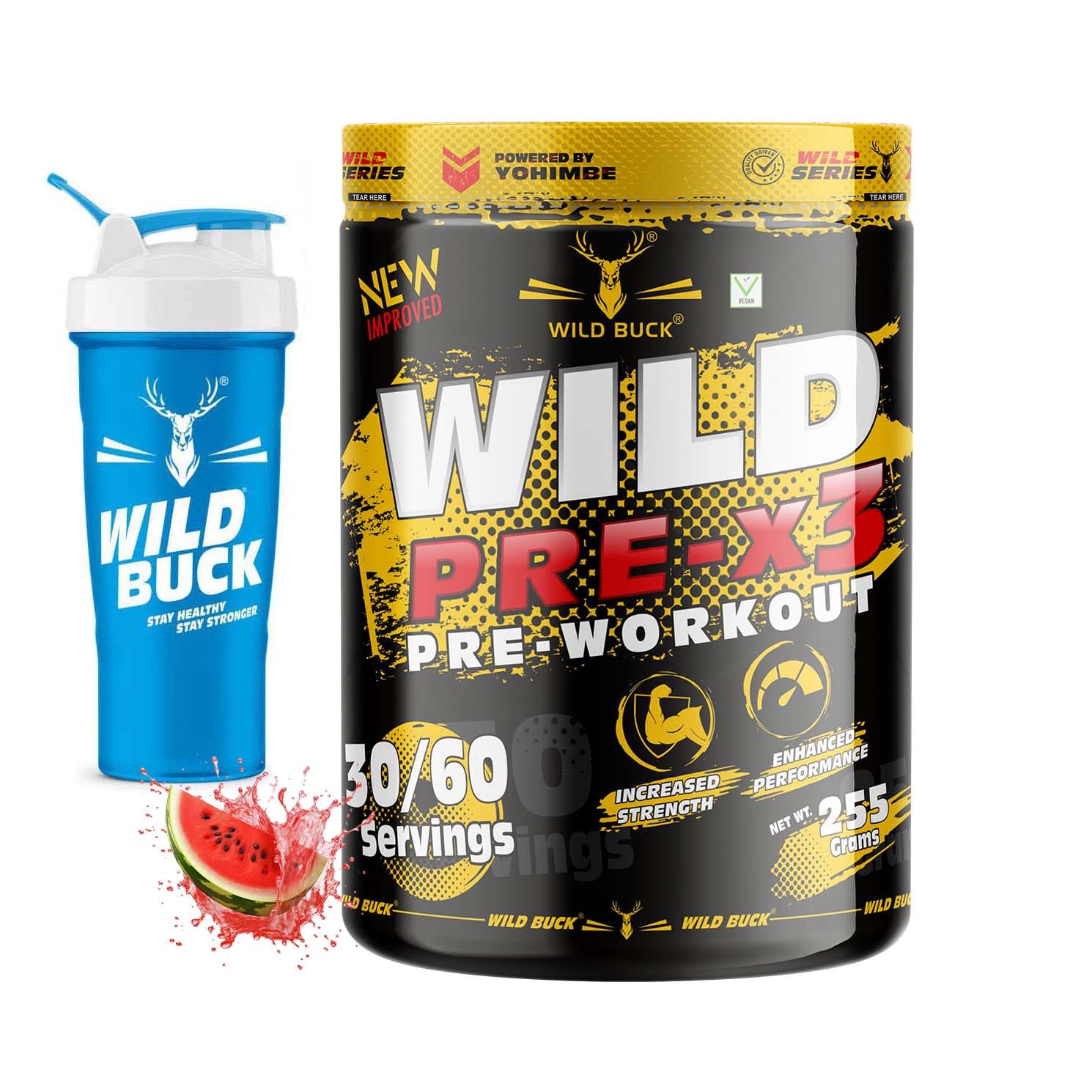 WILD BUCK Wild Pre-X3 Hardcore Pre-Workout Supplement,Energy Drink With Creatine Monohydrate,Arginine Aakg,Beta-Alanine - For Men & Women [30-60 Servings,Sour Gummies,255 G] Free Shaker,2 Count — Amazon image 13