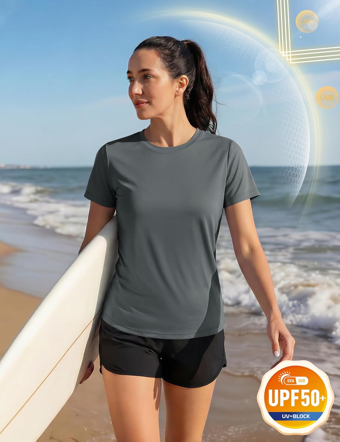 TACVASEN Women's Short Sleeve Workout Shirts UPF 50+ Sun Protection Quick Dry Athletic Tops for Running Gym Tee - Image 3