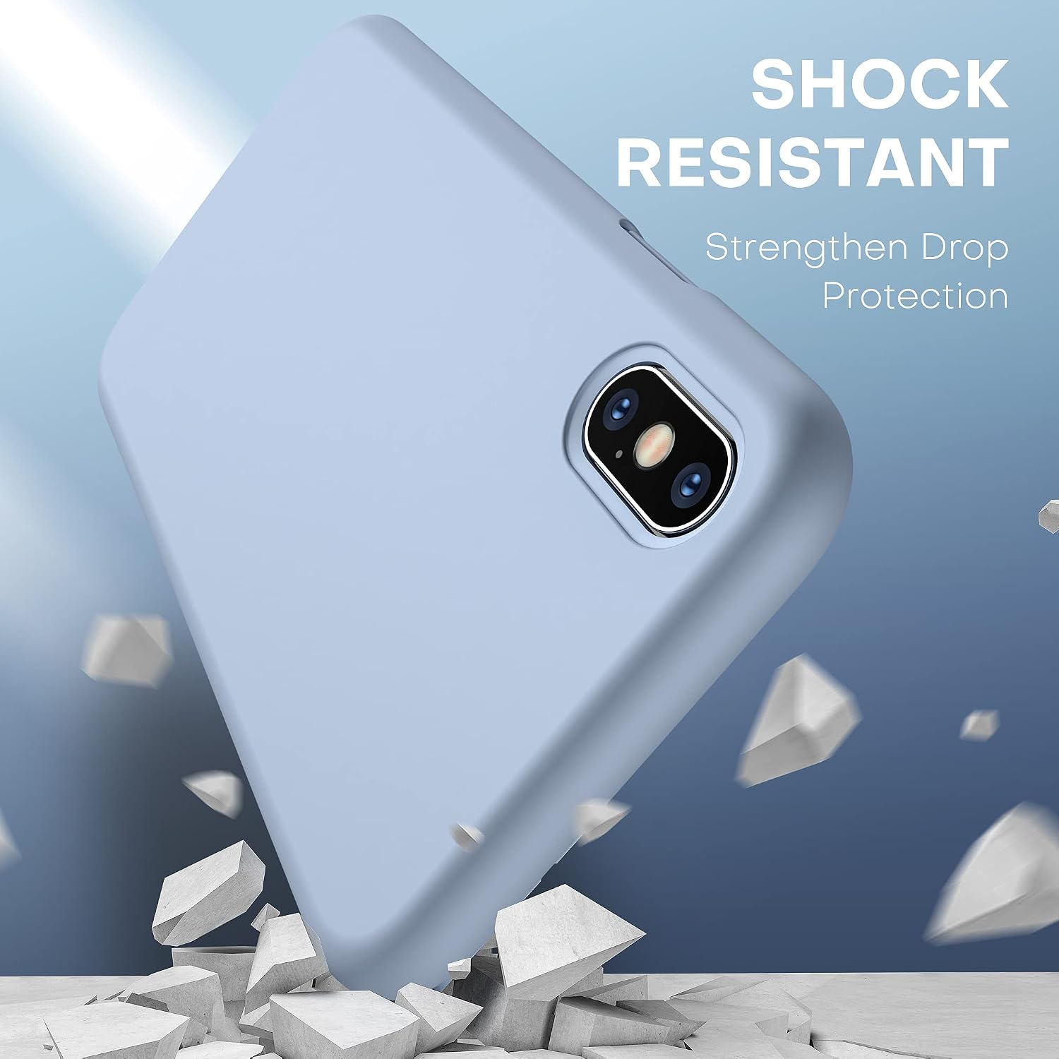 ImpactStrong iPhone Xs Case/iPhone X Case, Silicone Heavy Duty Liquid Gel Shockproof Case with Soft Microfiber Cloth Cushion Compatible with iPhone X/XS (5.8 inch) - Light Blue