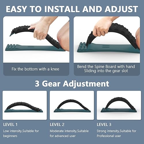 Miniatura 2 de LTUMHGCR Camilla de espalda, galleta de espalda para aliviar el dolor de espalda baja, tablero de columna ajustable de varios niveles para hernia de
