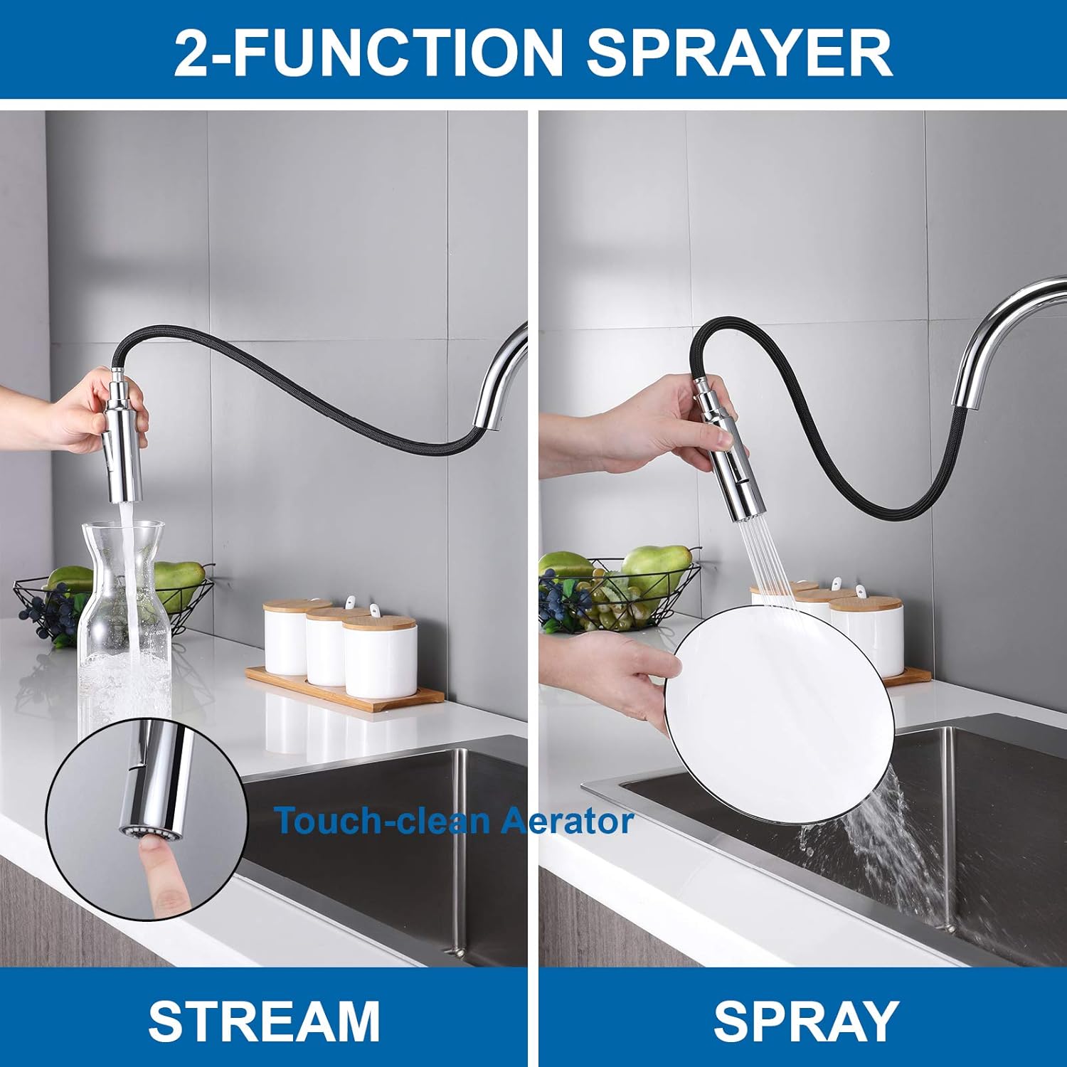 70% оƒƒ Evеrуthіng Kitchen Sink faucets Polished Chrome Kitchen Faucet with Pull Down Sprayer Single Handle Faucets for Kitchen Sinks Modern Commercial Lead-Free High Arc Pull Out Kitchen faucets 3 Hole Single Hole