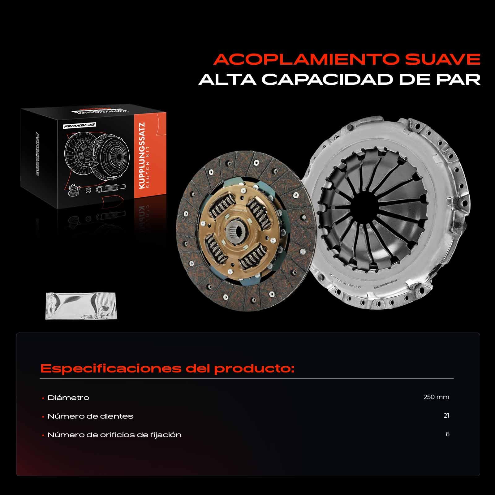 Frankberg Kit de embrague 8201184888 | Compatible con: Latitud L70, Koleos I HY, M.e.g.a.n.e II Estate KM0/1, M.e.g.a.n.e II Coupé-Cabriolet EM0/1