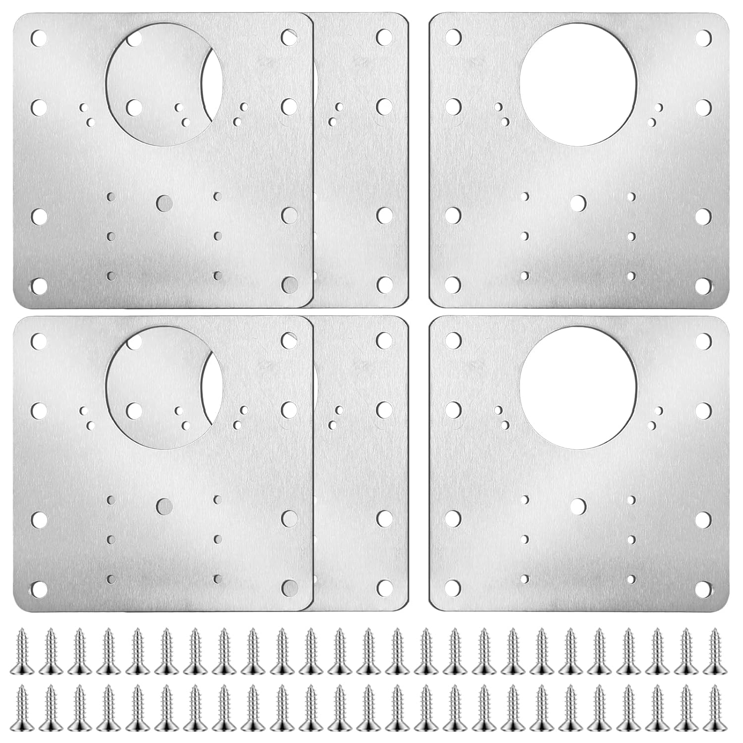 6PCS Cabinet Hinge Repair Plate Kit Durable Door Hinge Repair Kit with Mounting Screws Stainless Steel Cabinet Door