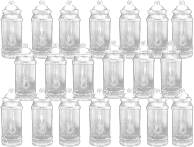 20 x 970ml Tall Plastic Victorian Sweet Jars for Candy Buffet, Wedding, Party