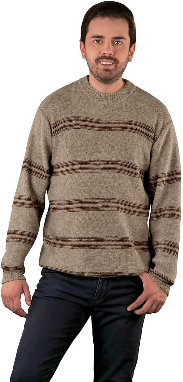 Inca Fashions - Men's Alpaca Striped Hoodie & Pullover Baja Sweater - 100% Alpaca Wool