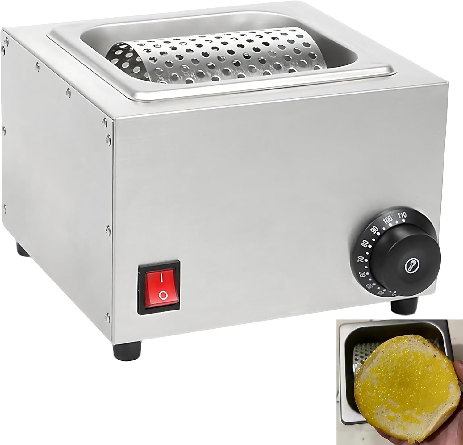 Bakery Butter Applicator, Electric Heated Butter Spreader, 0-110℃ Temp Control, Food-Grade Stainless Steel Material, Easy to Clean, Quickly and Evenly Spread on Toast, Sandwiches