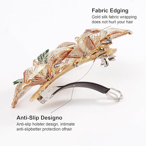 Miniatura 7 de Pasadores para el cabello, pinzas de alambre de cobre con flores de cristal, pasadores de diseño de alto nivel tejidos a mano de 3.93 pulgadas