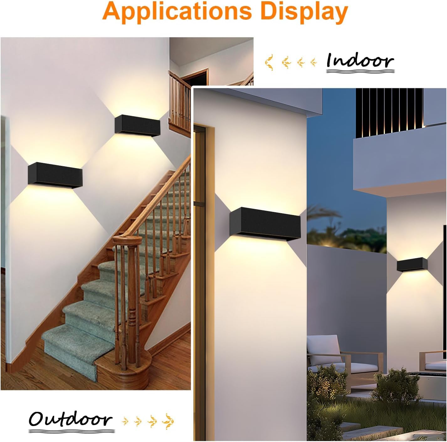 ledmo 4 Pezzi 30W Applique da Parete Interno Angolo Regolabile del Fascio su e giù Lampade da Parete 3000K Bianco caldo IP65 Impermeabile Applique Esterno