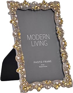 NIKKY HOME 4x6 Jeweled Vintage Picture Frame with High Definition Glass ...