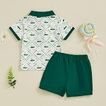 Toddler Baby Boy Golf Outfit Shorts Set Summer Clothes Cart Print Short Sleeve Lapel Neck Shirts Top Gentleman Suits
