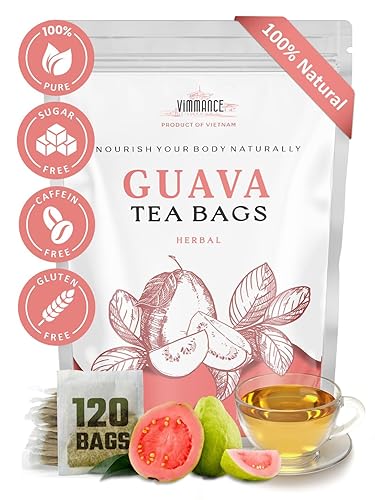 Bolsas de Té de Hojas de Guayaba VIMMANCE, 120 unidades, Hojas de Guayaba, Té Herbal Vietnamita, Hoja de Guayaba Seca, Sin Etiqueta, 100% Natural,
