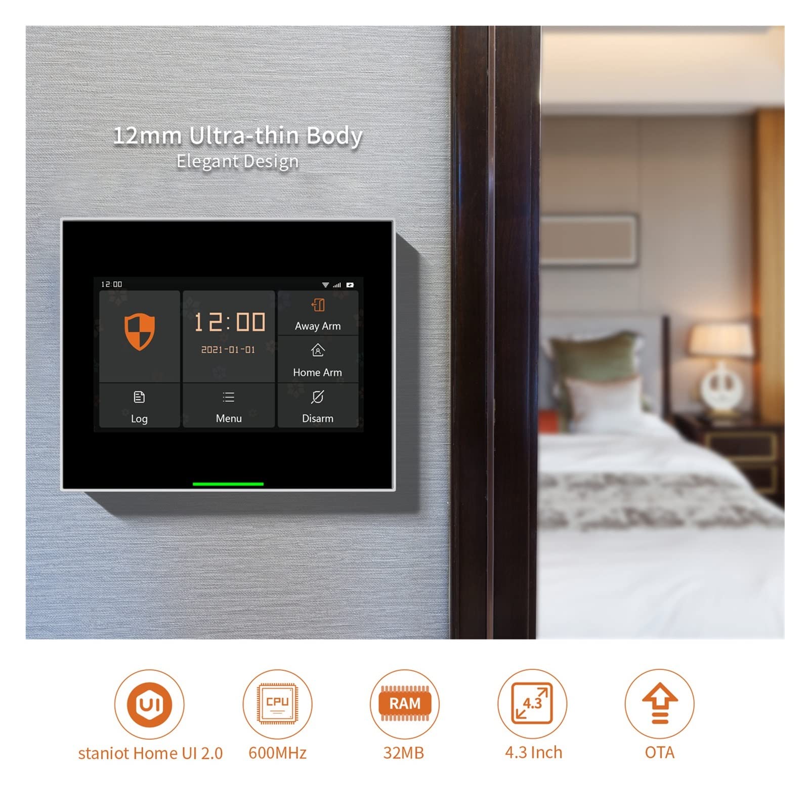 Tuya smartlife sans Fil WiFi Système d'alarme de sécurité à Domicile avec télécommande Siren APP Application,SystèMe Domotique Multifonctionnel(Ost-02-WIFI Alarm-A)