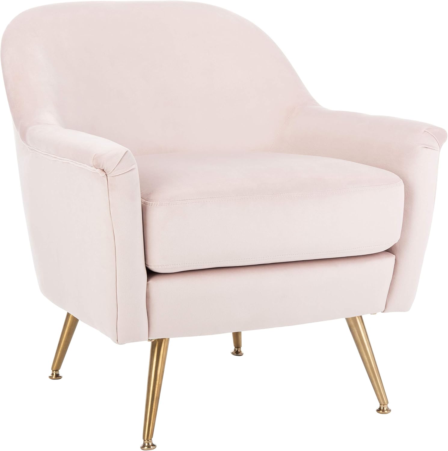 Safavieh Home Brienne Retro Glam Blush Pink Velvet and Brass Arm Chair