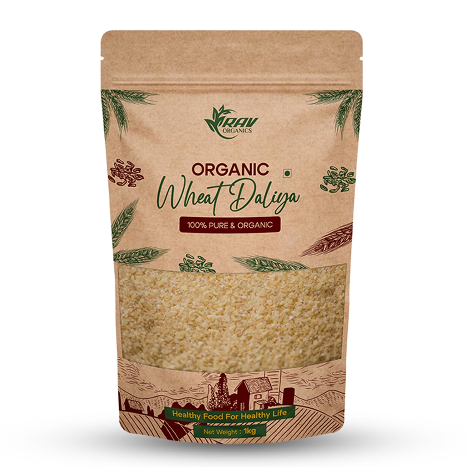 Rav Organics 100% Organic Wheat Daliya 1Kg | Fibre & Protein-Rich Cracked Wheat | Wholesome Breakfast & Meal Ingredient | Natural Healthy Food for Family | Product of India-picture-24