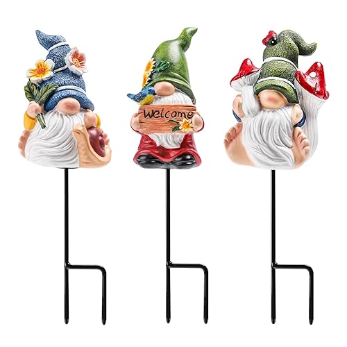 Garden Gnomes Stakes 3 Inch Plant Decorations for Pots Outdoor
