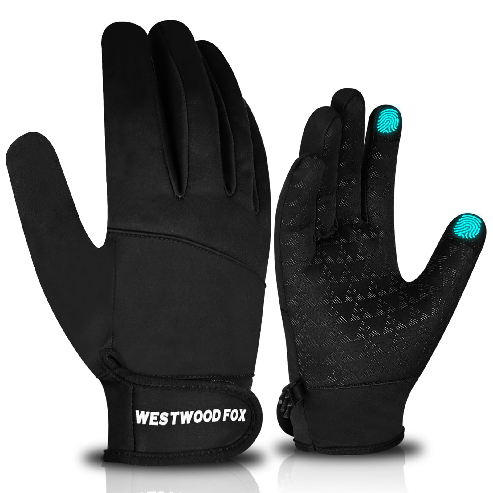 WESTWOOD FOX Gants d'hiver chauds coupe-vent imperméables homme femme écran tactile thermiques poignets élastiques course