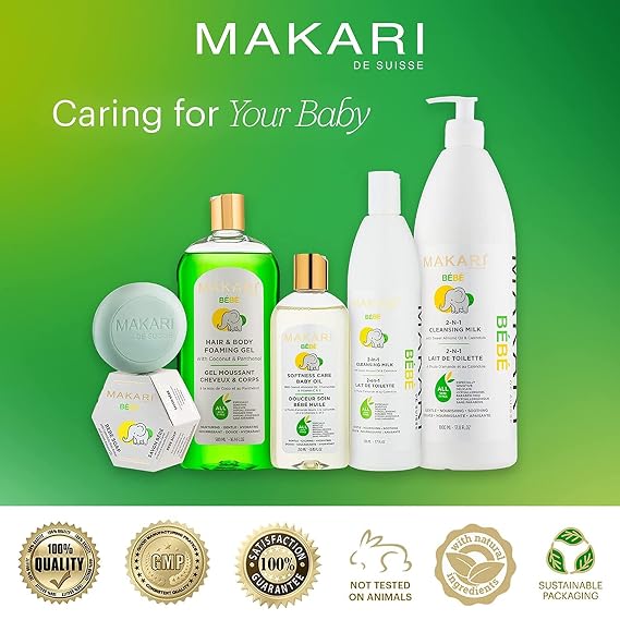 MAKARI Baby Soap 2-Pack (5.4 oz) | Moisturizing Daily Bar for Delicate Skin | Mild Childrens Bath Soap with Shea Butter & Gentle Botanicals