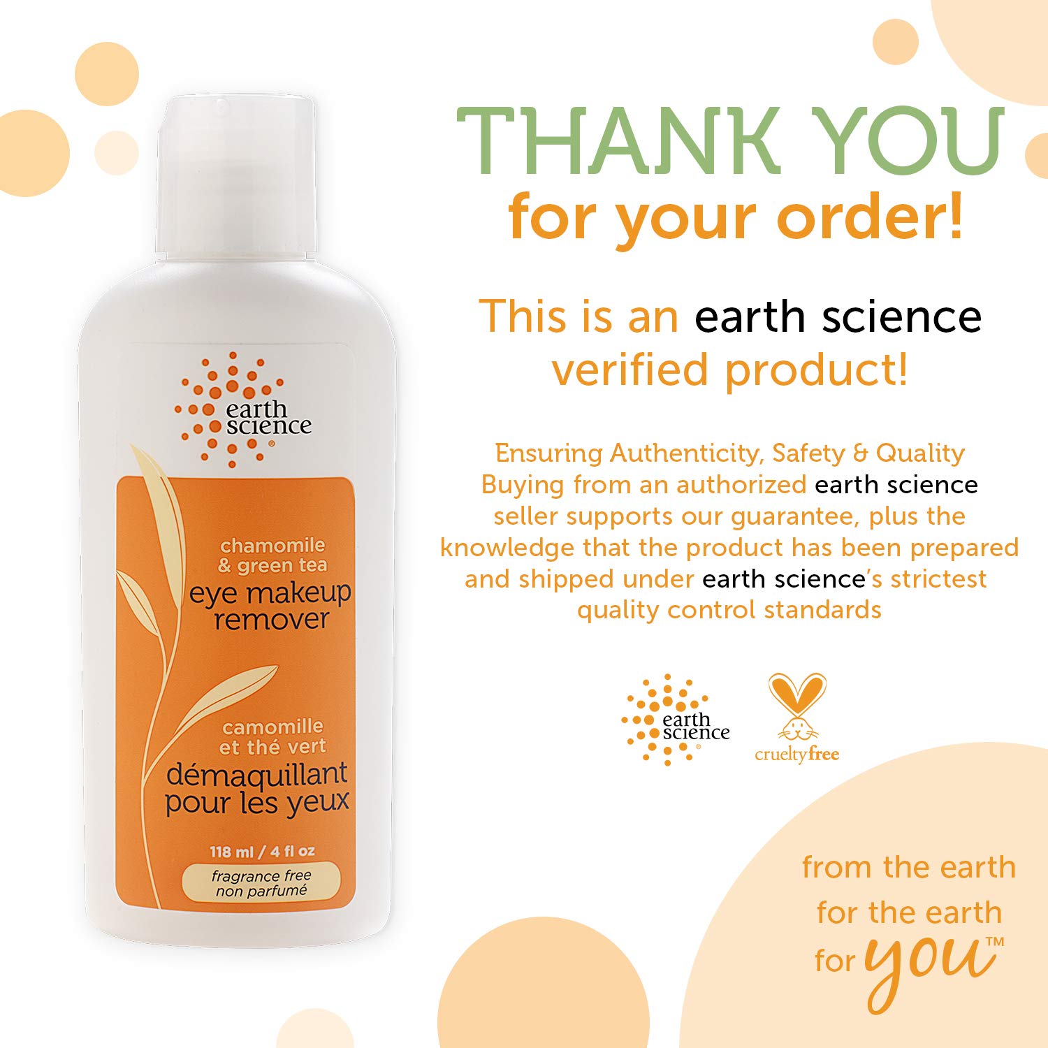 EARTH SCIENCE - Chamomile & Green Tea Natural Eye Makeup Remover (4 fl. oz.) : Beauty & Personal Care