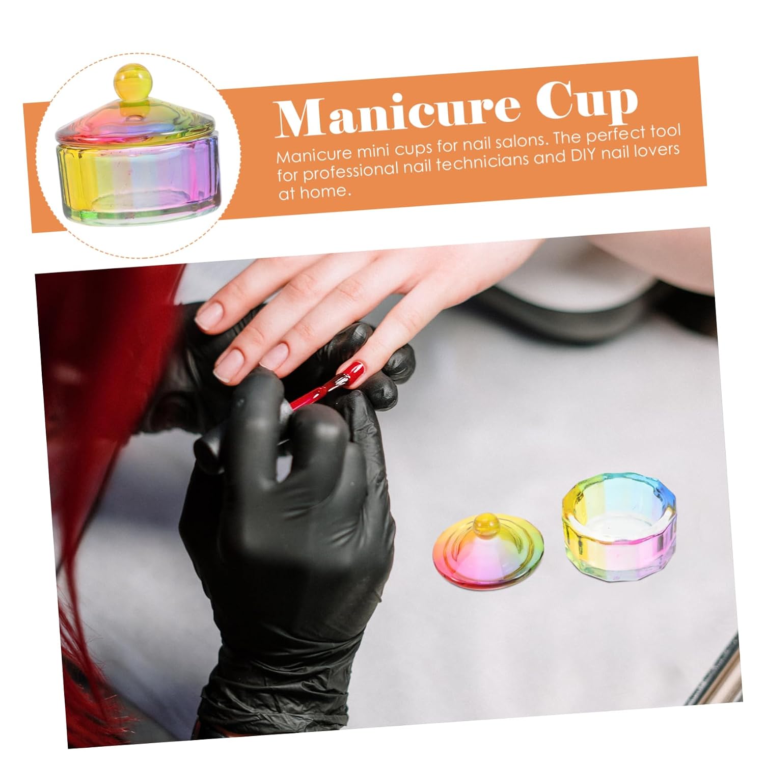 2pcs Plated Crystal Cups Nail Art Dishes Professional Manicure Cups for Nail Technician